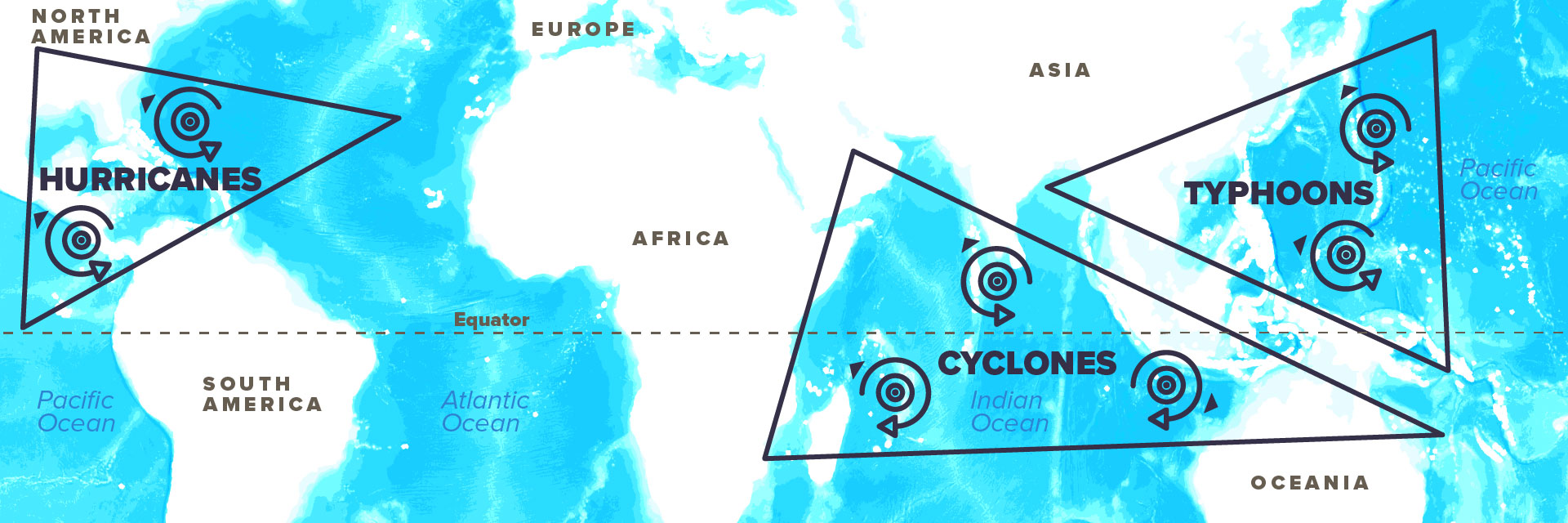 Cyclones, Hurricanes and Typhoons map