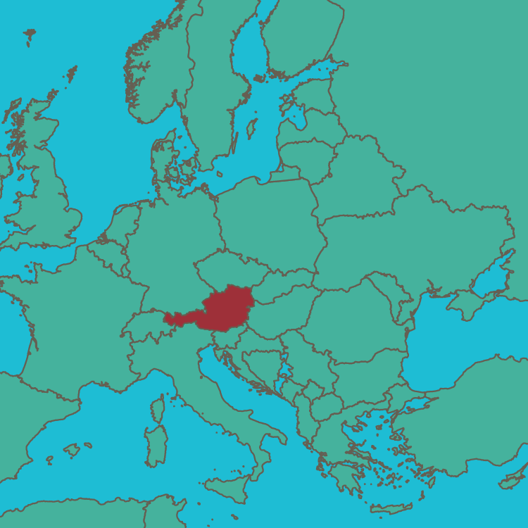 map Austria in Europe