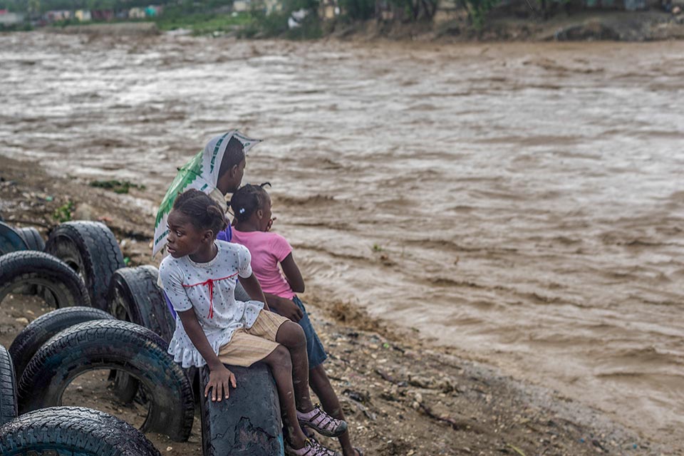 Flooded river in Haiti after Hurricane Matthew