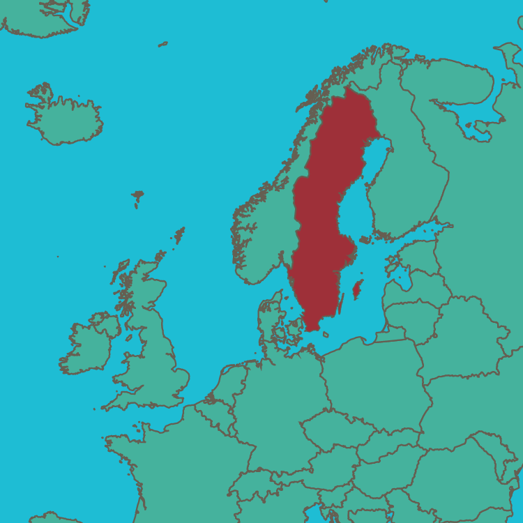 map Sweden in Europe