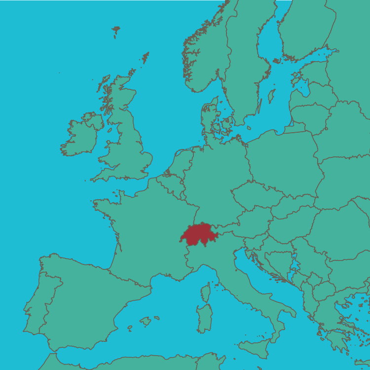 map Switzerland in Europe