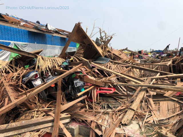 Buildings destroyed by Cyclone Mocha