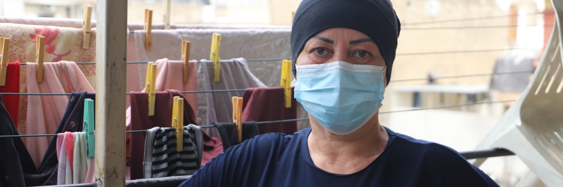 Women with mask.
