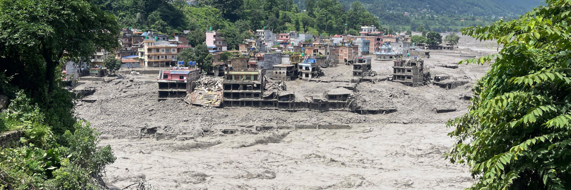 Several multi-story buildings destroyed by flooding in Nepal