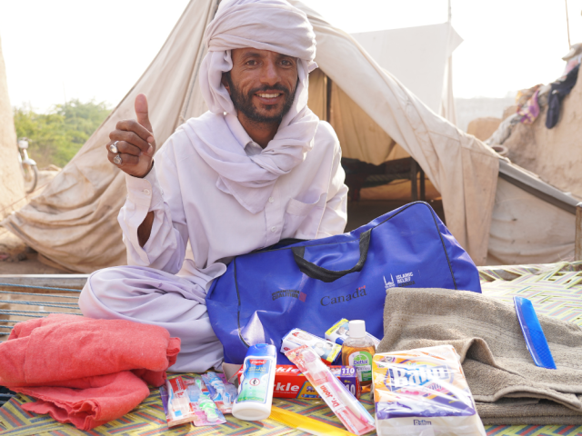 Muhammad receives hygiene kit