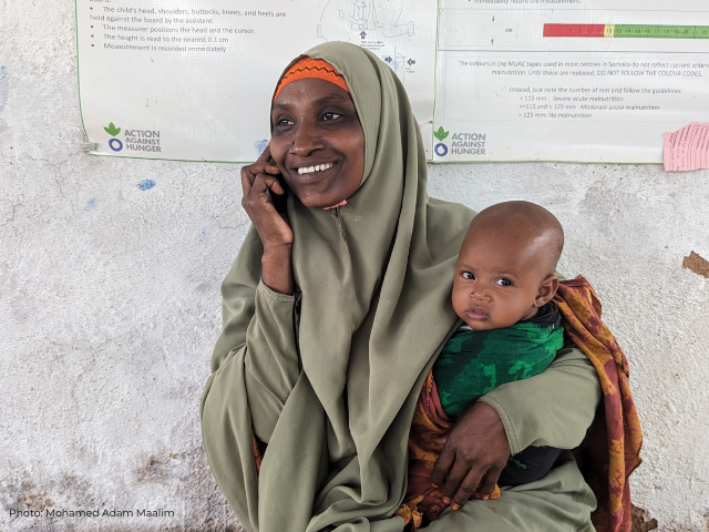 Safiyo and her son Ali at a  medical centre supported by Action Against Hunger