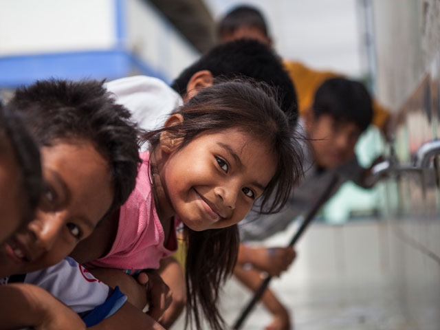 Children affected by floods in Peru