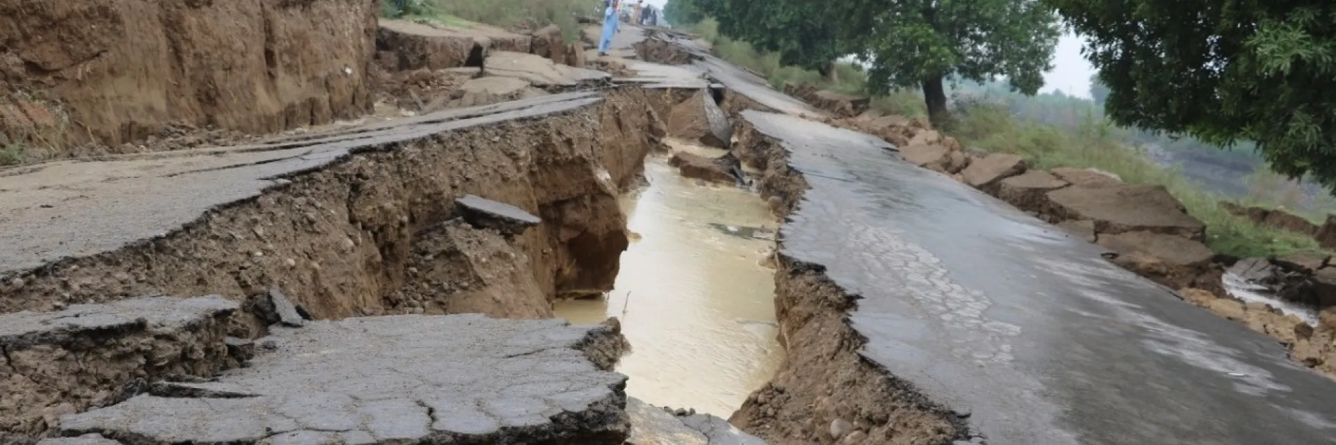 A road damaged by the earthquake