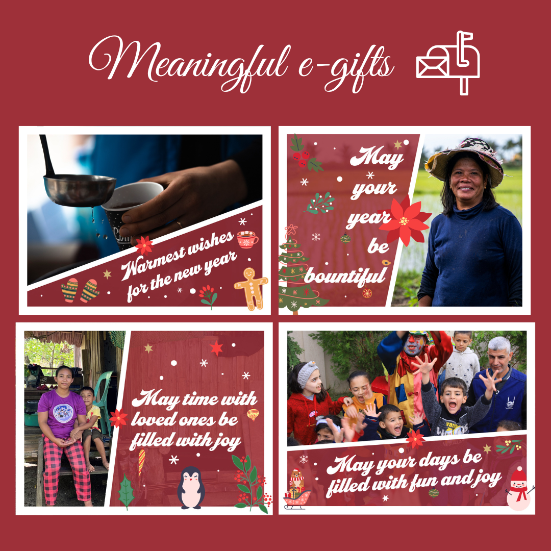 Meaningful e-gifts. Collage of holiday greeting cards for 2024.